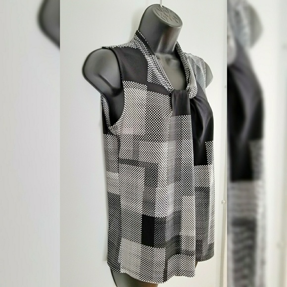 Karl Lagerfeld sleeveless blouse black white - Picture 3 of 6